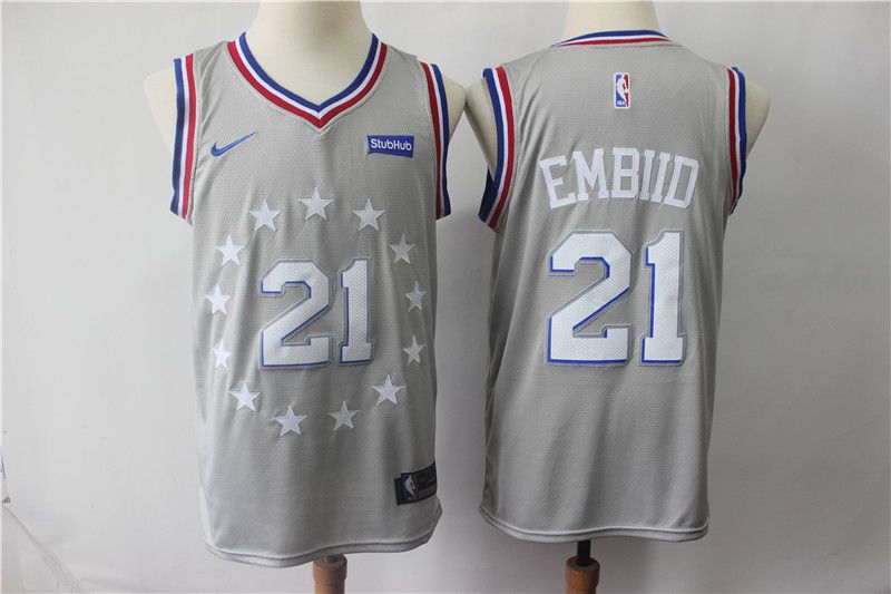 Men Philadelphia 76ers #21 Embiid Grey City Edition Nike NBA Jerseys->san antonio spurs->NBA Jersey